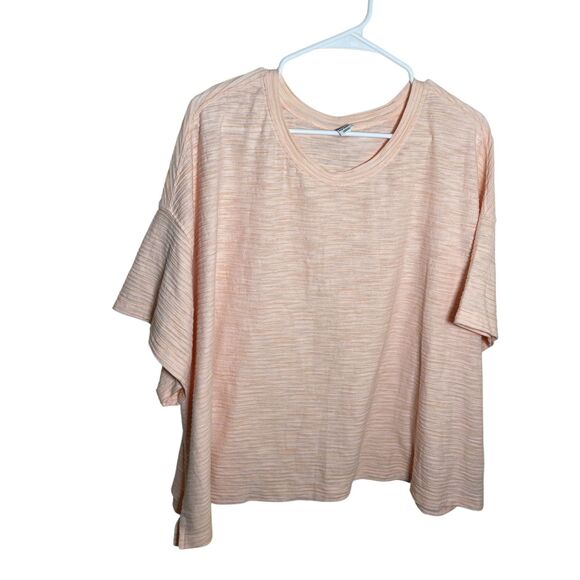 Old Navy T-Shirt Women's 3X Pink Textured Short Sleeve Boxy Crew Neck Shirt - Picture 1 of 9